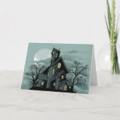 気色悪く幽霊のよく出るな幽霊の家場面イラストレーション カード (正面)