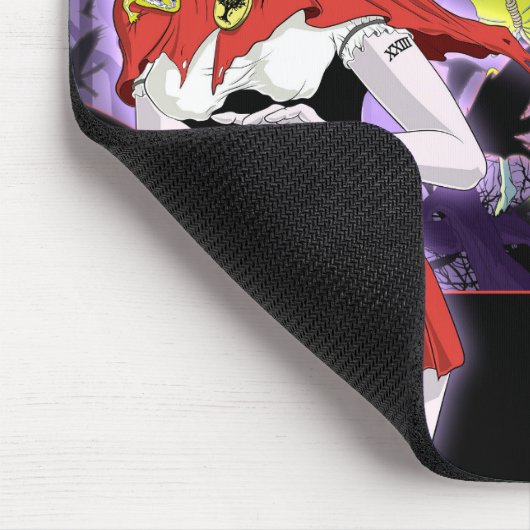 気色悪く赤い乗馬フードの女の子の暗闇はマウスパッドを捜しました マウスパッド (コーナー)