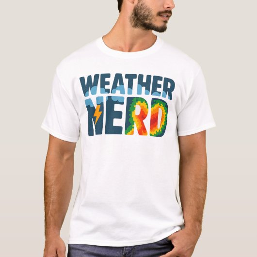 気象おたく | 気象レーダー及び稲妻 Tシャツ (正面)