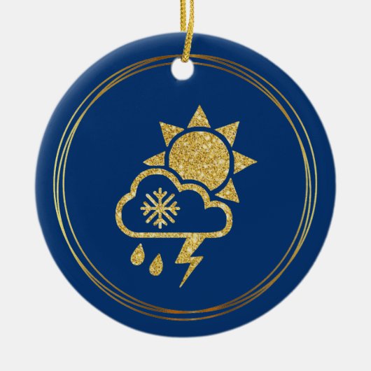 気象アイコン付き世界気象デーオーナメント セラミックオーナメント (正面)