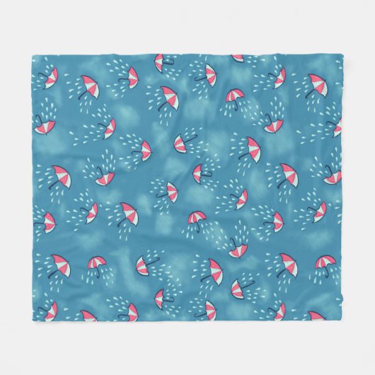 気象学おもしろい雨天及び傘 フリースブランケット (正面(横))