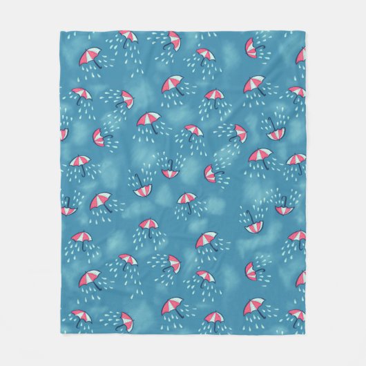 気象学が楽しくなる 雨の日と傘 フリースブランケット (正面)
