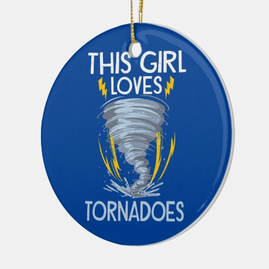 気象学の子供たち竜巻ストームファンを追いかける嵐 セラミックオーナメント (左)