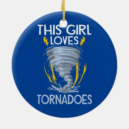 気象学の子供たち竜巻ストームファンを追いかける嵐 セラミックオーナメント (裏面)