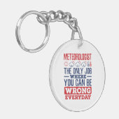 気象学者は毎日唯一の仕事が間違っている キーホルダー (正面左)