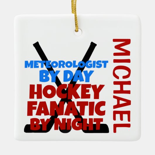 気象学者ラブホッケーカスタム セラミックオーナメント (正面)