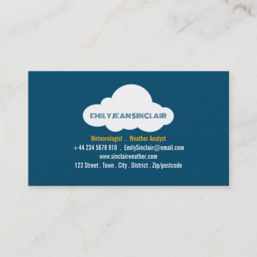 気象学者、ふわふわ雲デザイン 名刺 (正面)