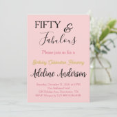 気軽でシンプルな50歳の誕生日とゴージャスなピンクゴールドブラック 招待状 (スタンド正面)