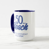 気軽なブルー 面白い 50歳のビーチ 誕生日 コーヒー マグカップ (正面左)