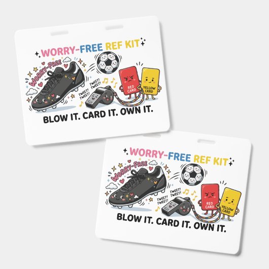気軽な審判キット - かわいいサッカー審判の面白いデザイン バッジ (正面&裏面)