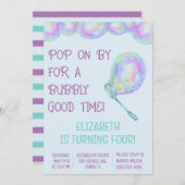 気軽に遊びに来て！バブルで楽しい時間 バブル誕生日 招待状 (正面/裏面)