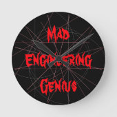気違いのエンジニアリングの天才オタク系のなギークのおたくのギフト ラウンド壁時計 (正面)