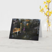 気違いの世界の混合メディアの元の芸術の挨拶状 カード (黄色い花)