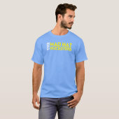 気違いの帽子の行商人はロゴ青い人のTシャツの住んでいます Tシャツ (正面フル)