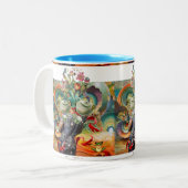 気違いの帽子屋のお茶会のコラージュ ツートーンマグカップ (正面左)