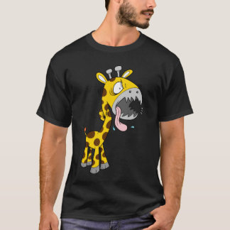 気違いの熱狂するで異常な怒っているキリンのワイシャツ Tシャツ