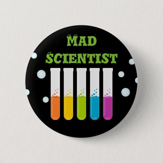 気違いの科学者のカラフルな試験管の誕生会 缶バッジ (正面)