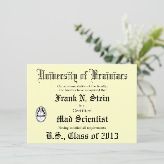 気違いの科学者の免状の冗談の招待 招待状 (スタンド正面)