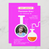 気違いの科学者の誕生会の写真の招待状 招待状 (正面/裏面)