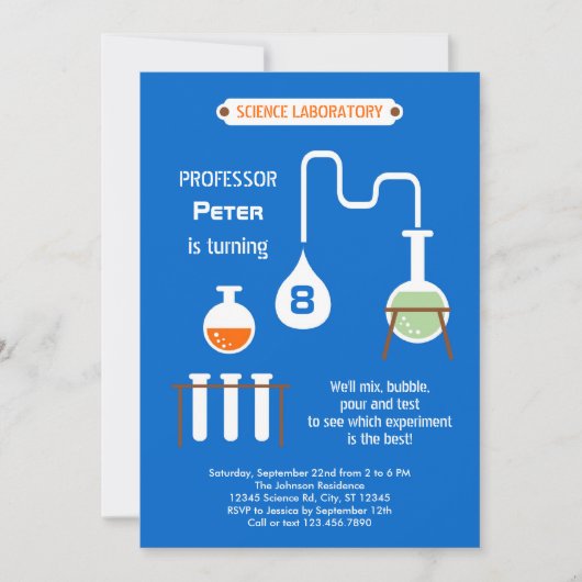 気違いの科学者の誕生日のパーティの招待状 招待状 (正面)