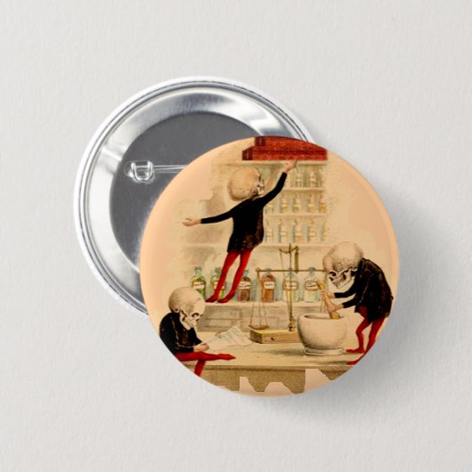 気違いの科学者の骨組実験室はハロウィンの一服に薬剤を入れます 缶バッジ (正面&裏面)