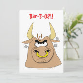 気違いのBullのおもしろいなバーベキューのパーティの招待状のテンプレート 招待状 (スタンド正面)
