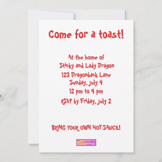 気違いのBullのおもしろいなバーベキューのパーティの招待状のテンプレート 招待状 (裏面)