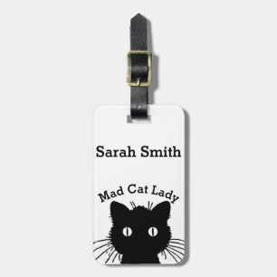 気違い猫の女性黒猫Personnalised ラゲッジタグ