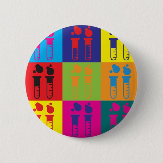 気違い科学のポップアート 缶バッジ (正面)