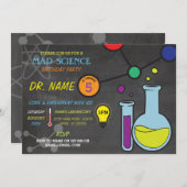 気違い科学の男の子の女の子のバースデーパーティ招待状 招待状 (正面/裏面)