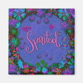 気鋭の紫のおもしろいかわいらしフローラのインスピレーション マグネット (正面)