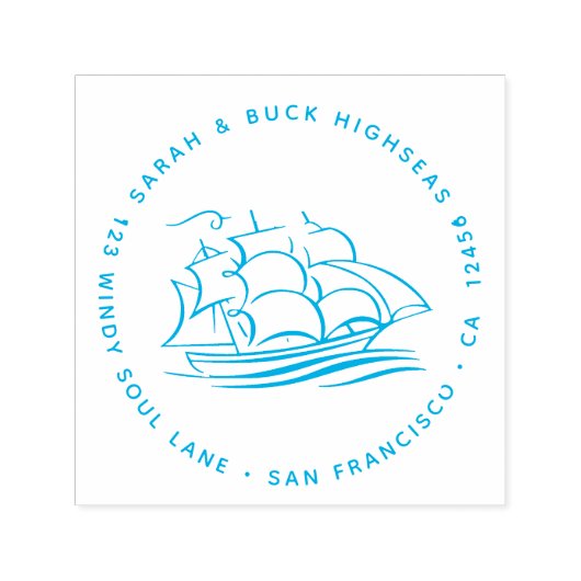 気鋭マステッド帆船差出人住所 セルフインキングスタンプ (デザイン)