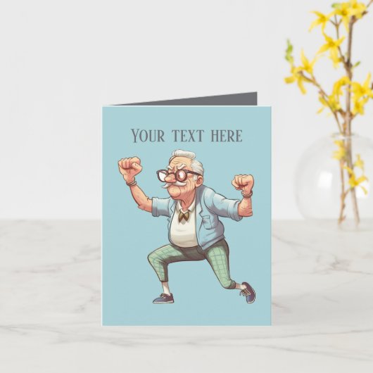 気難しいおもしろい老人がメッセージを追加 カード (黄色い花)