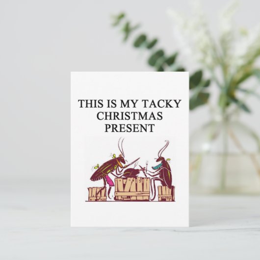 気難しいクリスマスプレゼントデザイン シーズンポストカード (スタンド正面)