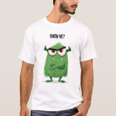 気難しいグリーンモンスターのキャラクターギフト Tシャツ (正面)