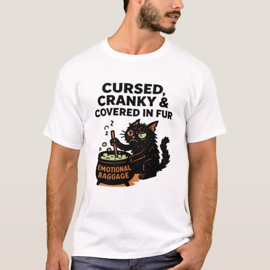気難しい呪われた猫 Tシャツ (正面)