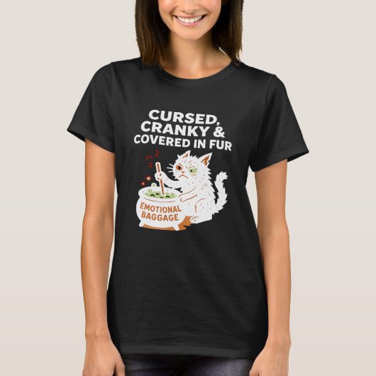 気難しい呪われた猫 Tシャツ (正面)