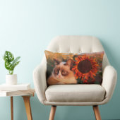 気難しい猫のヒマワリの枕 ランバークッション (椅子)