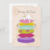 気難しい猫の女性誕生会の招待 招待状 (正面/裏面)