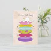 気難しい猫の女性誕生会の招待 招待状 (スタンド正面)