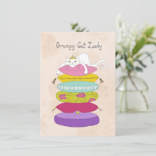 気難しい猫の女性誕生会の招待 招待状 (スタンド正面)
