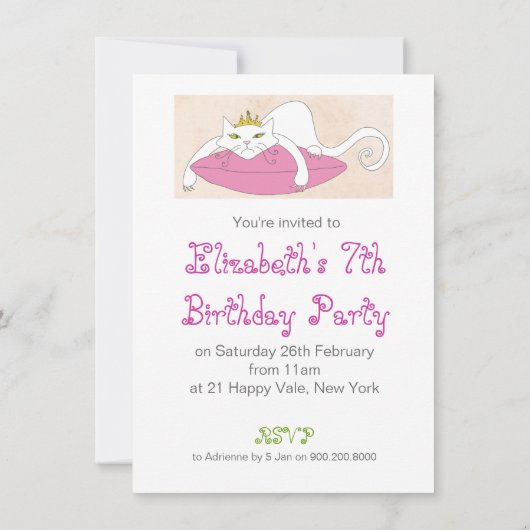 気難しい猫の誕生会の招待 招待状 (裏面)