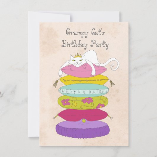 気難しい猫の誕生会の招待 招待状 (正面)