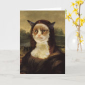 気難しい猫 カード (黄色い花)