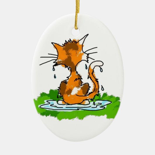 気難しい猫 セラミックオーナメント (正面)