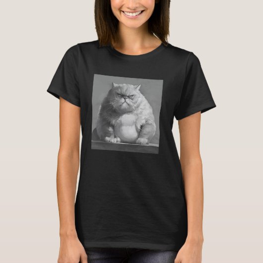 気難しい猫、面白い猫 Tシャツ (正面)