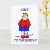 気難しい男の子のスマイルの誕生日 カード (黄色い花)