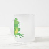 気難しい緑カエル フロストグラスマグカップ (正面左)