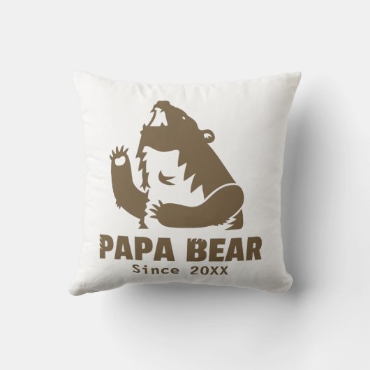 気難しい茶色のパパベア父親の年 クッション (裏面)
