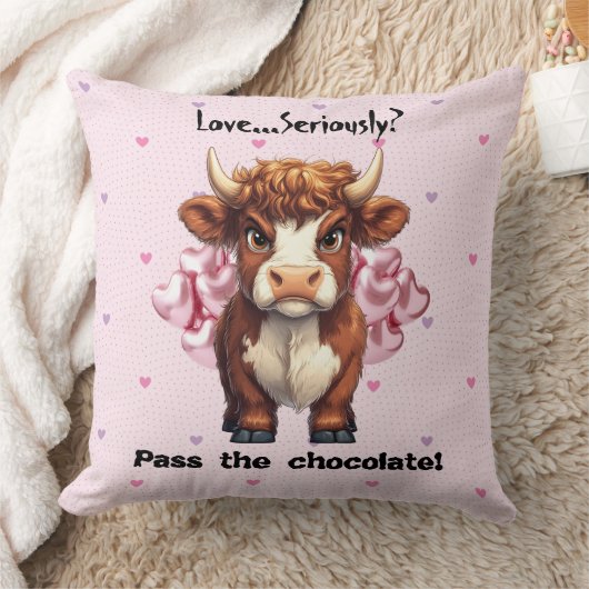気難しい高地の牛のバレンタインデー クッション (ブランケット)